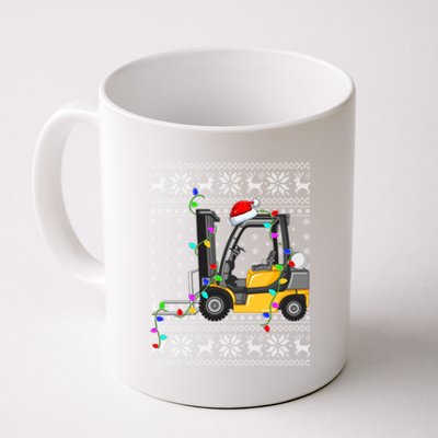 Ugly Xmas Lights Santa Hat Forklift Christmas Cool Gift Coffee Mug