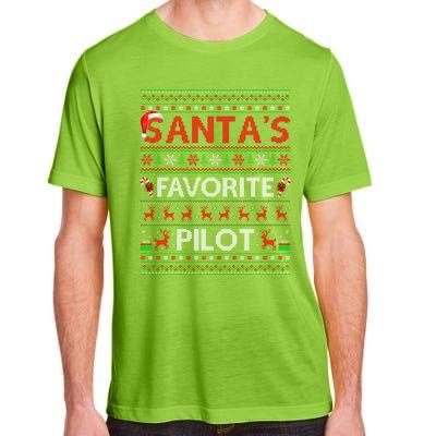 Ugly Xmas Lighting Santa's Favorite Pilot Christmas Funny Gift Adult ChromaSoft Performance T-Shirt