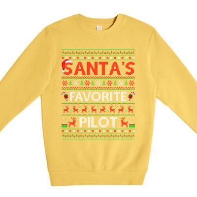 Ugly Xmas Lighting Santa's Favorite Pilot Christmas Funny Gift Premium Crewneck Sweatshirt