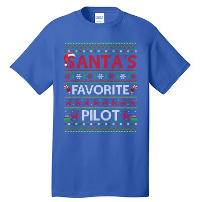 Ugly Xmas Lighting Santa's Favorite Pilot Christmas Funny Gift Tall T-Shirt