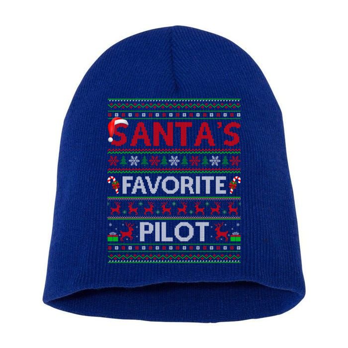 Ugly Xmas Lighting Santa's Favorite Pilot Christmas Funny Gift Short Acrylic Beanie