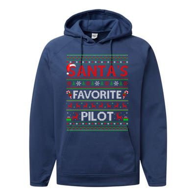 Ugly Xmas Lighting Santa's Favorite Pilot Christmas Funny Gift Performance Fleece Hoodie