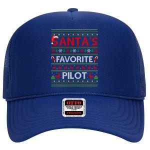 Ugly Xmas Lighting Santa's Favorite Pilot Christmas Funny Gift High Crown Mesh Back Trucker Hat