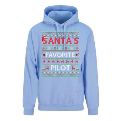 Ugly Xmas Lighting Santa's Favorite Pilot Christmas Funny Gift Unisex Surf Hoodie