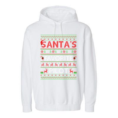 Ugly Xmas Lighting Santa's Favorite Pilot Christmas Funny Gift Garment-Dyed Fleece Hoodie