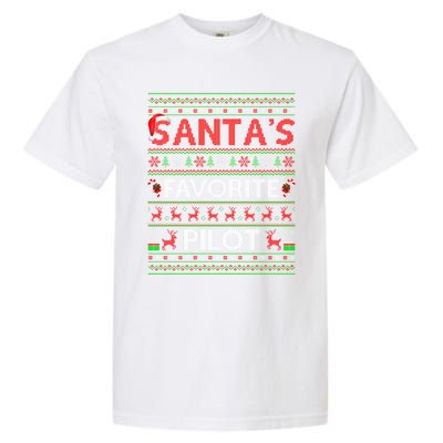 Ugly Xmas Lighting Santa's Favorite Pilot Christmas Funny Gift Garment-Dyed Heavyweight T-Shirt