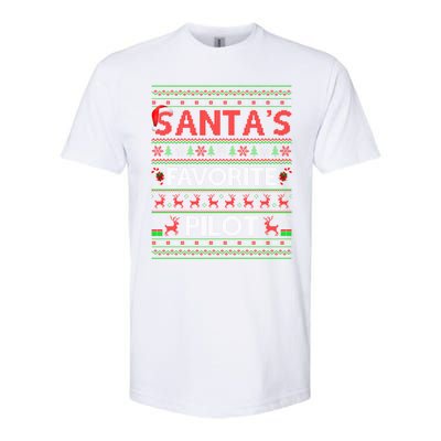 Ugly Xmas Lighting Santa's Favorite Pilot Christmas Funny Gift Softstyle CVC T-Shirt