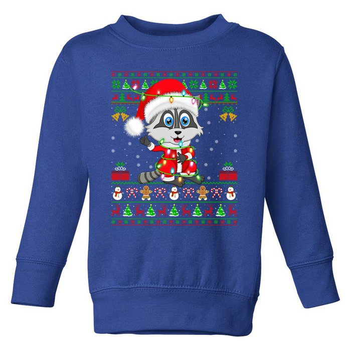 Ugly Xmas Lights Santa Costume Raccoon Christmas Gift Toddler Sweatshirt