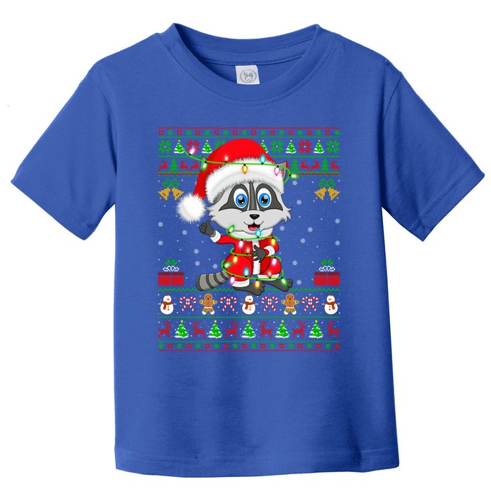 Ugly Xmas Lights Santa Costume Raccoon Christmas Gift Toddler T-Shirt