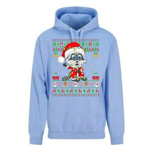 Ugly Xmas Lights Santa Costume Raccoon Christmas Gift Unisex Surf Hoodie