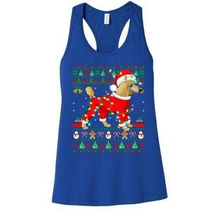 Ugly Xmas Lights Santa Poodle Dog Christmas Gift Women's Racerback Tank