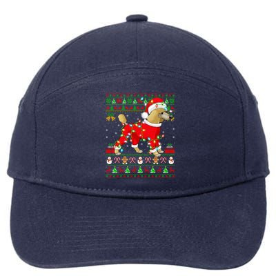 Ugly Xmas Lights Santa Poodle Dog Christmas Gift 7-Panel Snapback Hat