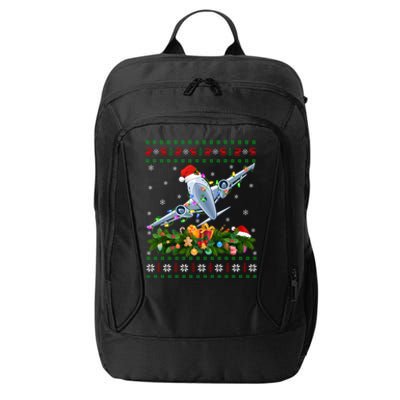 Ugly Xmas Lights Santa Hat Airplane Christmas Cool Gift City Backpack