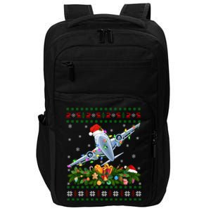 Ugly Xmas Lights Santa Hat Airplane Christmas Cool Gift Impact Tech Backpack