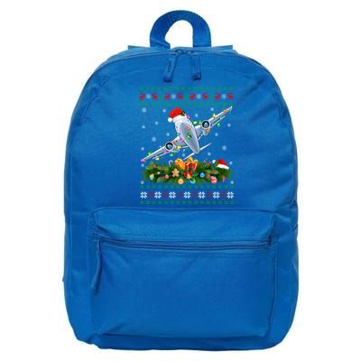 Ugly Xmas Lights Santa Hat Airplane Christmas Cool Gift 16 in Basic Backpack