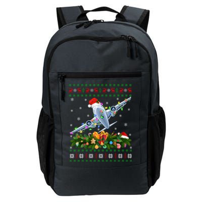 Ugly Xmas Lights Santa Hat Airplane Christmas Cool Gift Daily Commute Backpack