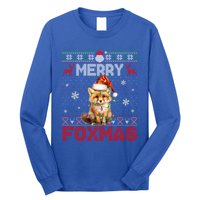 Ugly Xmas Merry Foxmas Santa Fox Lights Fox Lovers Long Sleeve Shirt