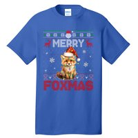 Ugly Xmas Merry Foxmas Santa Fox Lights Fox Lovers Tall T-Shirt