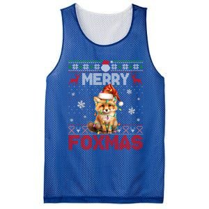 Ugly Xmas Merry Foxmas Santa Fox Lights Fox Lovers Mesh Reversible Basketball Jersey Tank