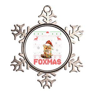 Ugly Xmas Merry Foxmas Santa Fox Lights Fox Lovers Metallic Star Ornament