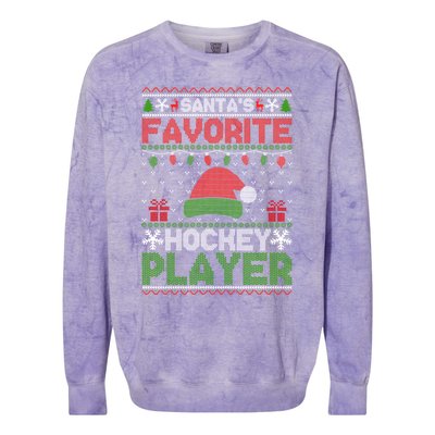 Ugly Xmas Matching SantaS Favorite Hockey Player Gift Colorblast Crewneck Sweatshirt