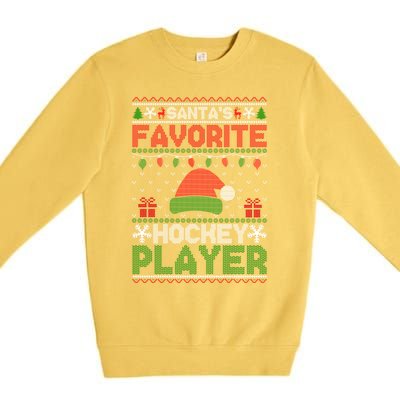 Ugly Xmas Matching SantaS Favorite Hockey Player Gift Premium Crewneck Sweatshirt