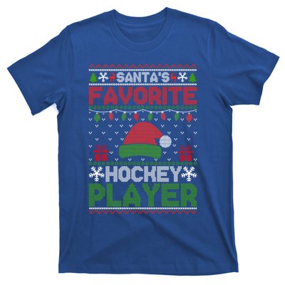 Ugly Xmas Matching SantaS Favorite Hockey Player Gift T-Shirt