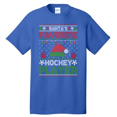 Ugly Xmas Matching SantaS Favorite Hockey Player Gift Tall T-Shirt