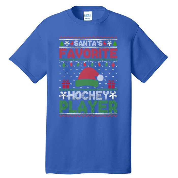 Ugly Xmas Matching SantaS Favorite Hockey Player Gift Tall T-Shirt