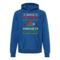 Ugly Xmas Matching SantaS Favorite Hockey Player Gift Premium Hoodie