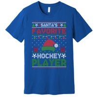 Ugly Xmas Matching SantaS Favorite Hockey Player Gift Premium T-Shirt