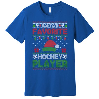 Ugly Xmas Matching SantaS Favorite Hockey Player Gift Premium T-Shirt