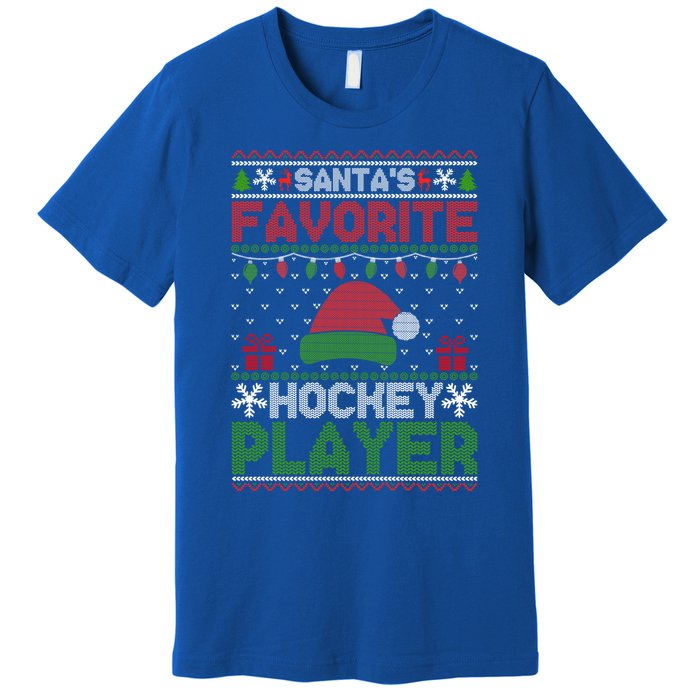 Ugly Xmas Matching SantaS Favorite Hockey Player Gift Premium T-Shirt