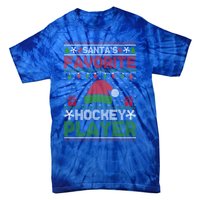 Ugly Xmas Matching SantaS Favorite Hockey Player Gift Tie-Dye T-Shirt