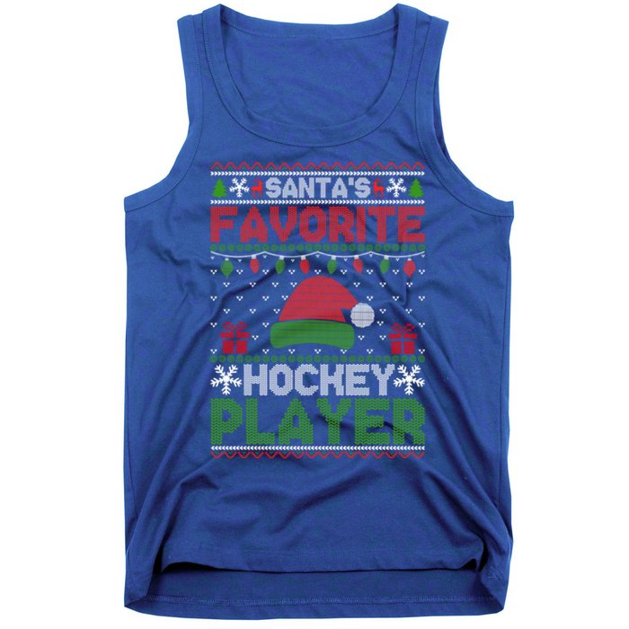 Ugly Xmas Matching SantaS Favorite Hockey Player Gift Tank Top