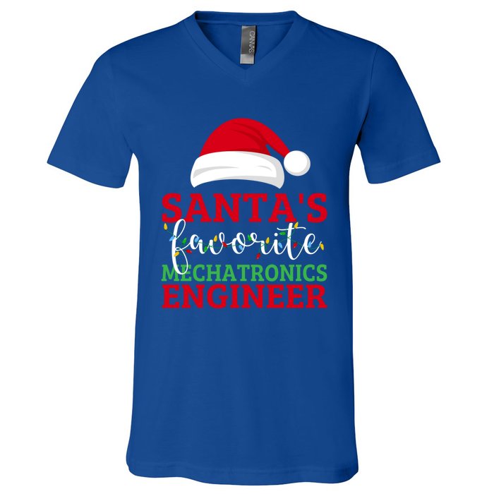 Ugly Xmas Matching SantaS Favorite Mechatronics Engineer Gift V-Neck T-Shirt