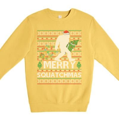 Ugly Xmas Merry Squatchmas Bigfoot Christmas Tree Gift Premium Crewneck Sweatshirt