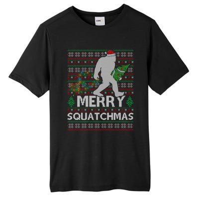 Ugly Xmas Merry Squatchmas Bigfoot Christmas Tree Gift Tall Fusion ChromaSoft Performance T-Shirt