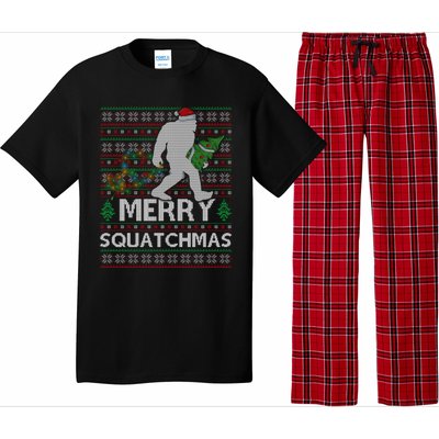 Ugly Xmas Merry Squatchmas Bigfoot Christmas Tree Gift Pajama Set