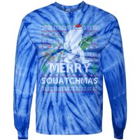 Ugly Xmas Merry Squatchmas Bigfoot Christmas Tree Gift Tie-Dye Long Sleeve Shirt