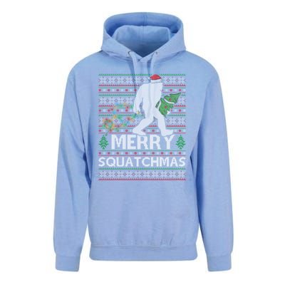 Ugly Xmas Merry Squatchmas Bigfoot Christmas Tree Gift Unisex Surf Hoodie