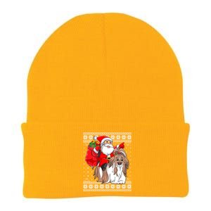 Ugly Xmas Sweater Style Santa Riding Shih Tzu Dog Christmas Meaningful Gift Knit Cap Winter Beanie