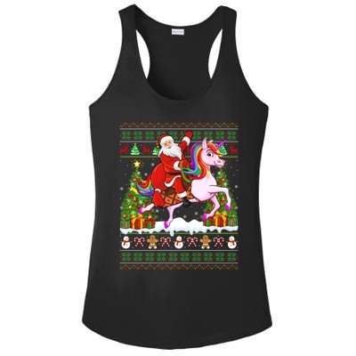 Unicorn Xmas Sweater Ugly Santa Riding Unicorn Christmas Gift Ladies PosiCharge Competitor Racerback Tank