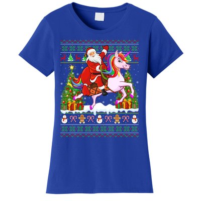 Unicorn Xmas Sweater Ugly Santa Riding Unicorn Christmas Gift Women's T-Shirt