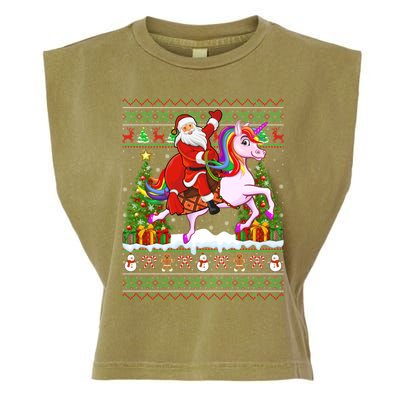 Unicorn Xmas Sweater Ugly Santa Riding Unicorn Christmas Gift Garment-Dyed Women's Muscle Tee