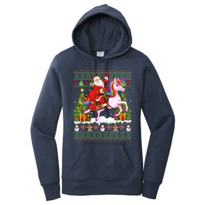 Unicorn Xmas Sweater Ugly Santa Riding Unicorn Christmas Gift Women's Pullover Hoodie