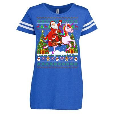 Unicorn Xmas Sweater Ugly Santa Riding Unicorn Christmas Gift Enza Ladies Jersey Football T-Shirt