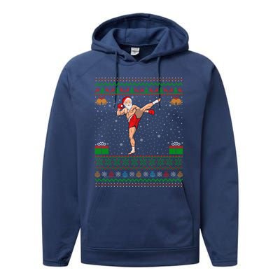 Ugly Xmas Style Kickboxing Christmas Gift Performance Fleece Hoodie