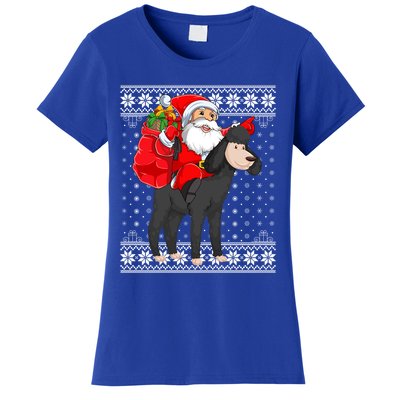 Ugly Xmas Sweater Style Santa Riding Poodle Dog Christmas Meaningful Gift Women's T-Shirt