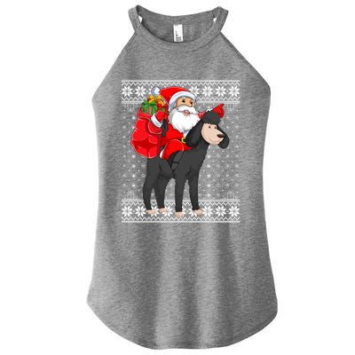 Ugly Xmas Sweater Style Santa Riding Poodle Dog Christmas Meaningful Gift Women’s Perfect Tri Rocker Tank